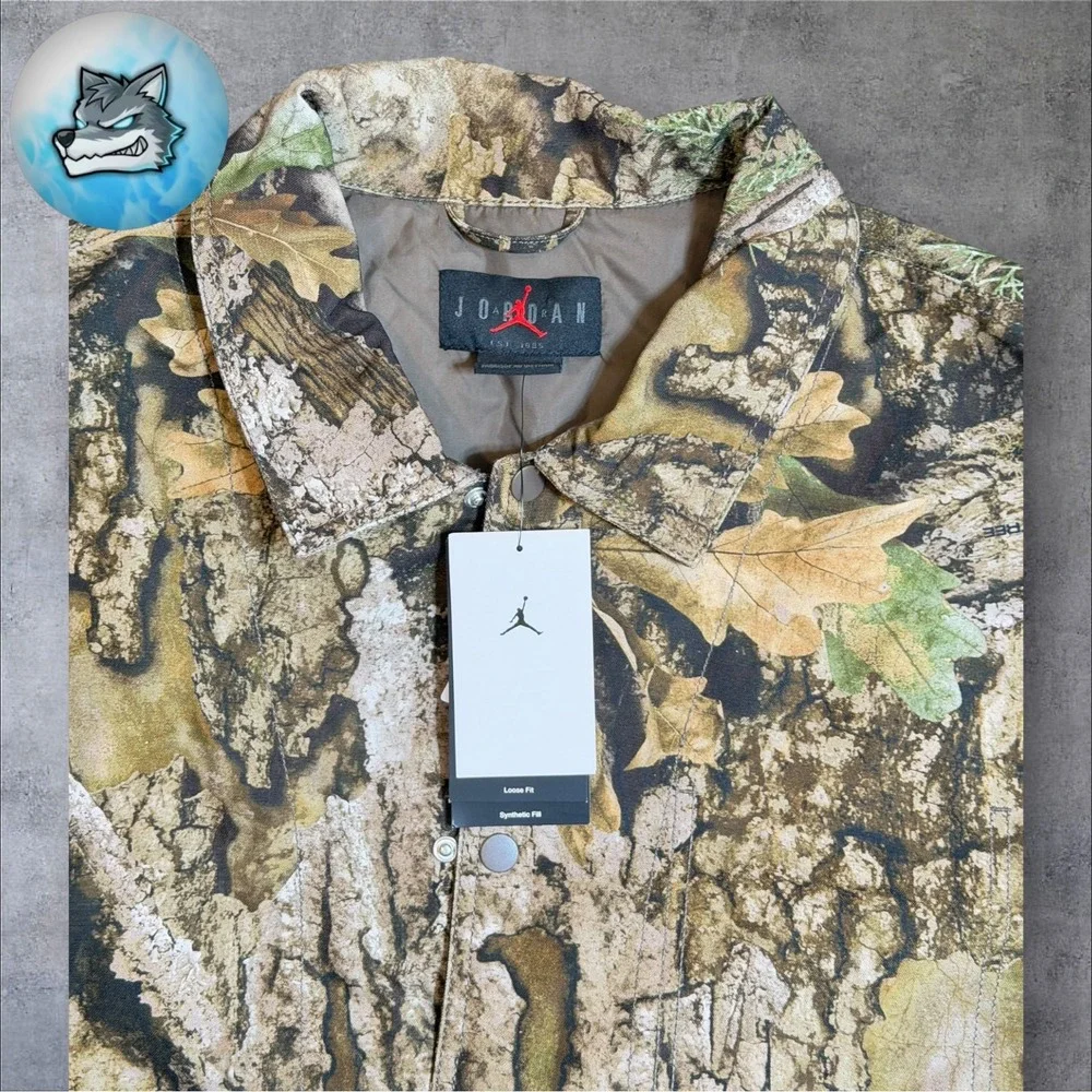 Nike Air Jordan Flight Chicago Realtree Jacket Mens Sz L Olive Sail HV0649-222
